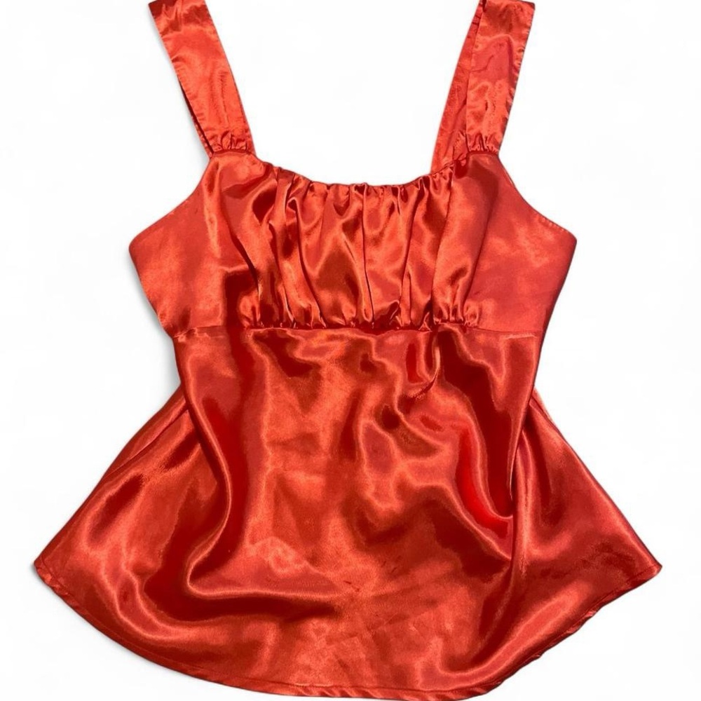 Satin Coral Sleeveless Top